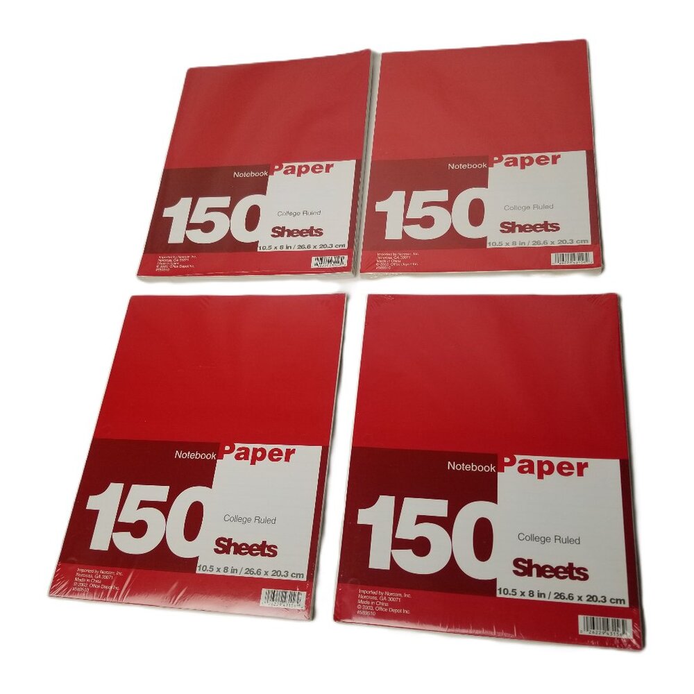 College Ruled Notebook Paper 150 Sheets 4 Pack Sealed 600 Total